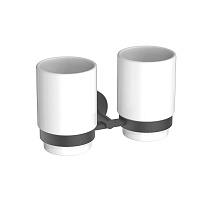 Стакан с держателем двойной Aquatek, матовый черный AQ4617MB БЕТТА