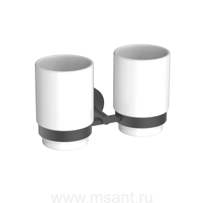 Стакан с держателем двойной Aquatek, матовый черный AQ4617MB БЕТТА