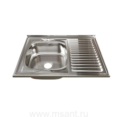 Мойка 80х60 (0,8) лев вып 3 1/2 MIXLINE 18см с сифоном