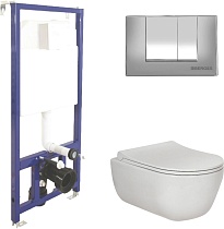 Комплект Berges NOVUM525, кнопка S3 хром глянец, унитаз EGO Rimless, сидение Toma Slim SO
