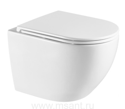 Унитаз подвесной Azario Navio 540x365x425 безободковый, в комплекте с сиденьем микролифт