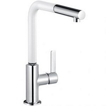 Однорычажный кухонный смеситель KLUDI L-INE DN 15, с выдвижным изливом, хром/белый матовый