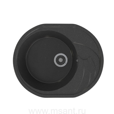 Мойкa MIXLINE ML-GMS08 СТАНДАРТ овальная с крылом, черный (308), 570*460*170мм