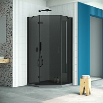 Душевой уголок Vegas Glass AFA-Pen Retta 90 02М 07 L профиль черный матовый стекло графит