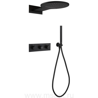 Душевая система ABBER Wasser Kreis AF8151B скрытого монтажа без излива, термостат, черный матовый