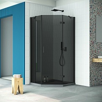 Душевой уголок Vegas Glass AFA-Pen Retta 90 02М 07 R профиль черный матовый стекло графит
