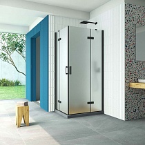 Душевой уголок Vegas Glass AFA-F Retta 100*80 02М 10 R профиль черный матовый стекло сатин