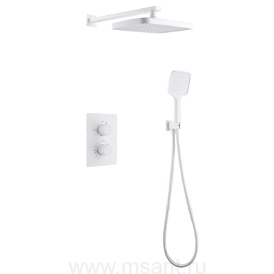 Душевая система ABBER Weiss Insel AF8051W скрытого монтажа без излива, термостат, белый