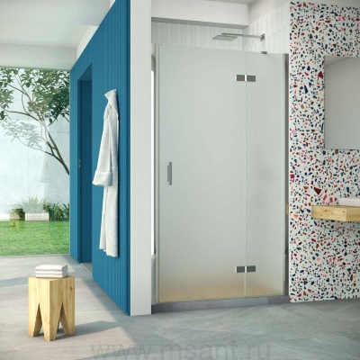 Дверь в душевой проем Vegas Glass AFP Retta 110 08 10 R, профиль глянцевый хром, стекло сатин