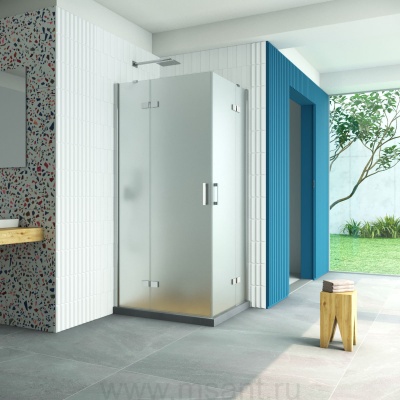 Душевой уголок Vegas Glass AFA-F Retta 100*80 08 10 L профиль глянцевый хром стекло сатин