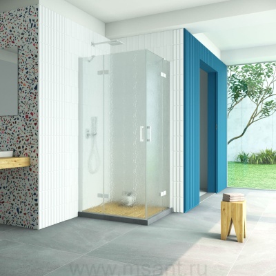 Душевой уголок Vegas Glass AFA-F Retta 100*90 01 02 L профиль белый стекло шиншилла