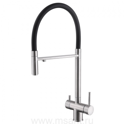 Смеситель ABBER Wasser Kreis AF81141 для кухни с подключением фильтра и выдвижной лейкой, хром