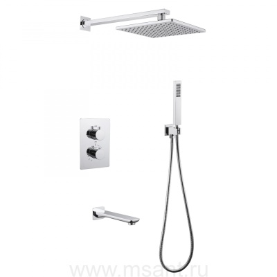 Душевая система ABBER Weiss Insel AF8050 скрытого монтажа с изливом, термостат, хром
