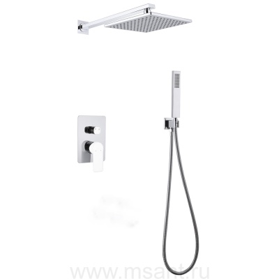 Душевая система ABBER Weiss Insel AF8018W скрытого монтажа без излива, белый-хром