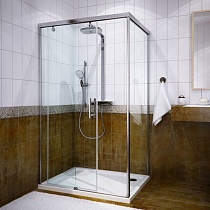 Душевой уголок GuteWetter Slide Rectan GK-863A левая 150x70 см стекло бесцветное, профиль хром