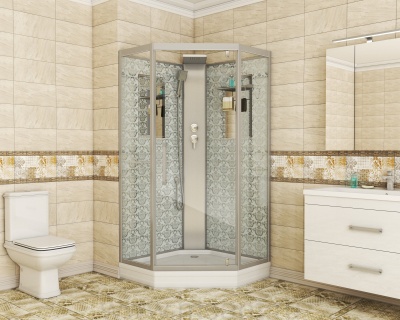 Душевая кабина Niagara Lux NG-7799WBK (90x90х210) низкий поддон(15см),дверь распашная,стенки серебро,без крыши,4 места 