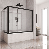 Шторка на ванну Kubele DE019PR3-CLN-BLMT 170х75 см, профиль матовый черный