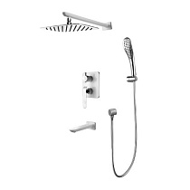 Смеситель для ванны Lemark и душа встраиваемый с дополнительной 1-функциональной лейкой хром/бел