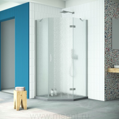 Душевой уголок Vegas Glass AFA-Pen Retta 100 07 02 R профиль матовый хром стекло шиншилла