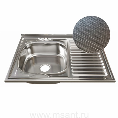 Мойка 80х60 (0,6) лев вып 3 1/2 MIXLINE 16см с сифоном ДЕКОР