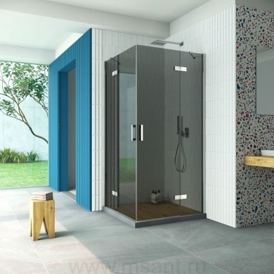 Душевой уголок Vegas Glass AFA Retta 100 08 07 профиль глянцевый хром стекло графит