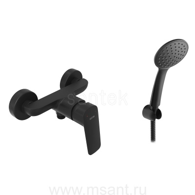 Смеситель Santek Таос для душа, с аксессуарами, черный, WH5A20009N001