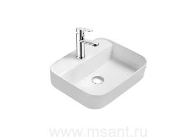 Раковина накладная для установки на столешницу AQUATEK ВЕГА AQ5506-MW 500*395*140, с отверстием под смеситель, матовый белый