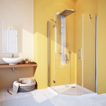 Душевой уголок GuteWetter Lux Meliori GK-101 левый 100x100 см стекло бесцветное, профиль хром