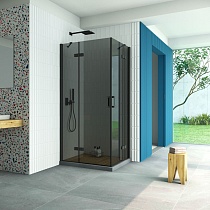 Душевой уголок Vegas Glass AFA-F Retta 100*80 02М 07 L профиль черный матовый стекло графит
