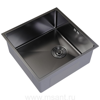 Мойка подст.монтаж 50х50 (3,0) вып 3 1/2 MIXLINE PRO 20см с сифоном (черный графит)