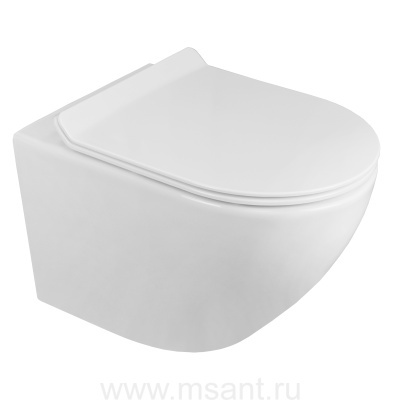 Унитаз подвесной Azario Fora 520х350х370 безободковый с сидением микролифт 