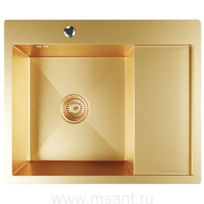 Мойка настол.монтаж 60х50 (3,0) лев. вып 3 1/2 MIXLINE PRO 20см с сифоном (золото)
