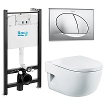 Комплект унитаз с инсталляцией Roca Meridian 893104110 подвесной унитаз + инсталляция + кнопка