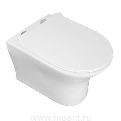 Унитаз подвесной AZARIO FRETTA ROUND 485x360x365 безободковый с сиденьем микролифт