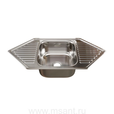Мойка врез 95х50 (0,8) УГЛОВАЯ вып 3 1/2 MIXLINE 18см с сифоном