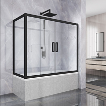 Шторка на ванну Kubele DE019PR4-CLN-BLMT 170х75 см, профиль матовый черный