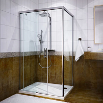 Душевой уголок GuteWetter Slide Rectan GK-863A левая 160x90 см стекло бесцветное, профиль хром