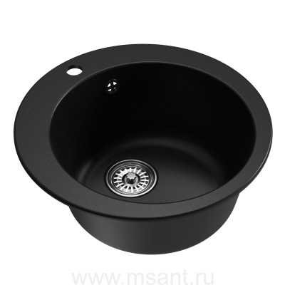 Мойкa MIXLINE ML-GM13 круглая, ультра-черная (344), 495мм (глуб. чаши 200)