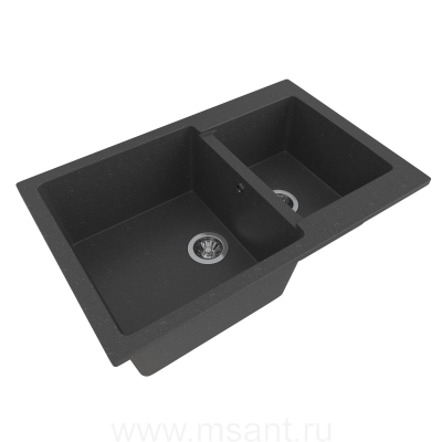 Мойкa MIXLINE ML-GMS13 СТАНДАРТ двухчашевая, черный (308), 767*502*190мм