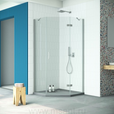 Душевой уголок Vegas Glass AFA-Pen Retta 100 07 crystalvision R профиль матовый хром стекло crystalvision