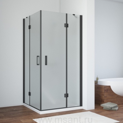 Душевой уголок Vegas Glass AFA NOVO 80 02М 10, профиль черный матовый, стекло сатин