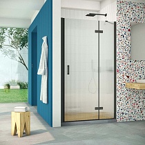 Дверь в душевой проем Vegas Glass AFP Retta 95 02М Moru R, профиль черный матовый, стекло Moru