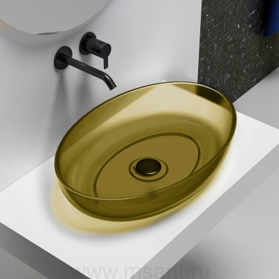 Раковина накладная прозрачная ABBER Kristall AT2801Vesuvian оливковая