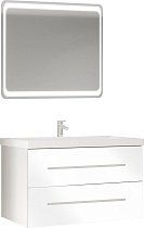 Мебель для ванной Marka One Mix 80П с 2 ящиками, белый глянец, ручки рейлинг