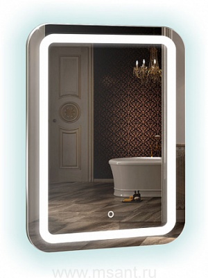 Зеркало AZARIO Мальта New 550*800 c подсветкой и диммером, сенсор выкл+подогрев+часы внешней настройки