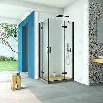 Душевой уголок Vegas Glass AFA-F Retta 100*80 02М 02 R профиль черный матовый стекло шиншилла