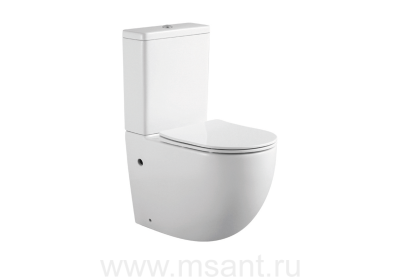 Унитаз-компакт напольный безободковый с бачком AQUATEK ЕВРОПА AQ2903-00 630*385*815 мм, горизонтальный выпуск, тонкое сиденье с механизмом плавного закрывания, крепеж 