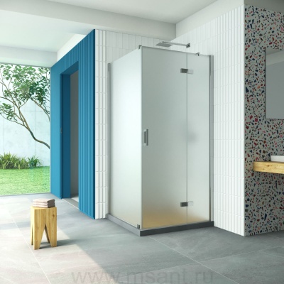 Душевой уголок Vegas Glass AFP-Fis Retta 110*80 08 10 R профиль глянцевый хром стекло сатин