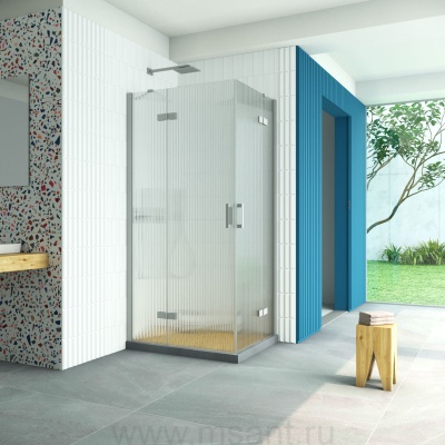 Душевой уголок Vegas Glass AFA-F Retta 100*80 07 Moru L профиль матовый хром стекло Moru