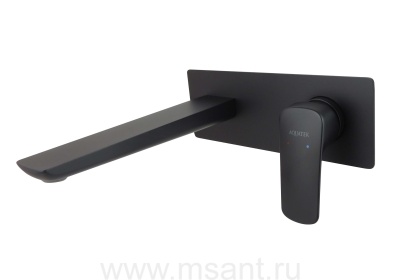 Смеситель для раковины настенный AQUATEK (внешняя и скрытая часть), матовый черный AQ1013MB ВЕГА 